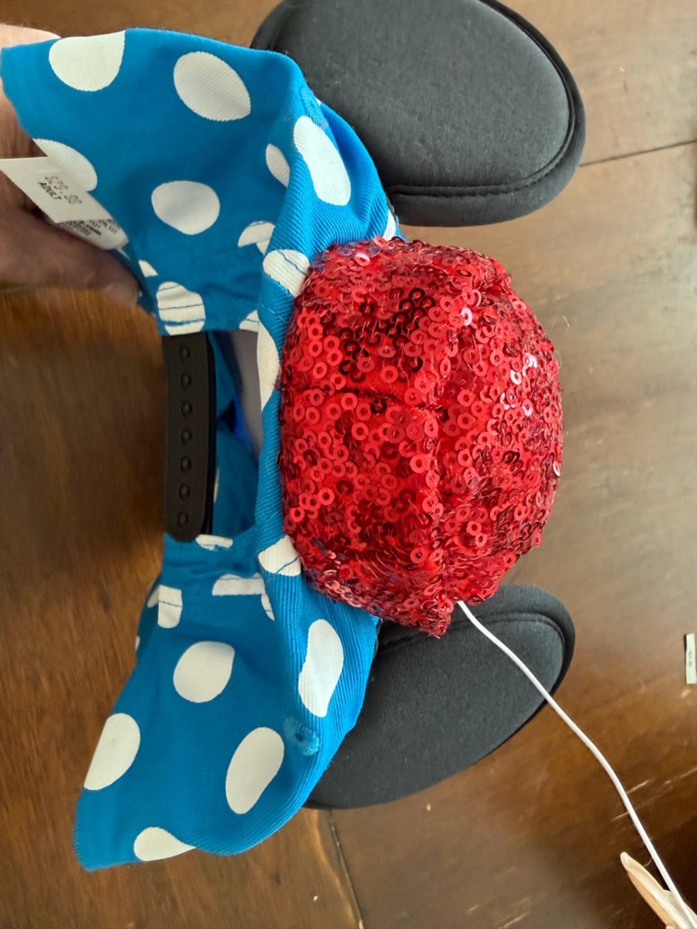 Disney Parks Exclusive Blue Polka Dot Minnie Mouse Hat w/Ears & Flower NWT - Picture 7 of 8